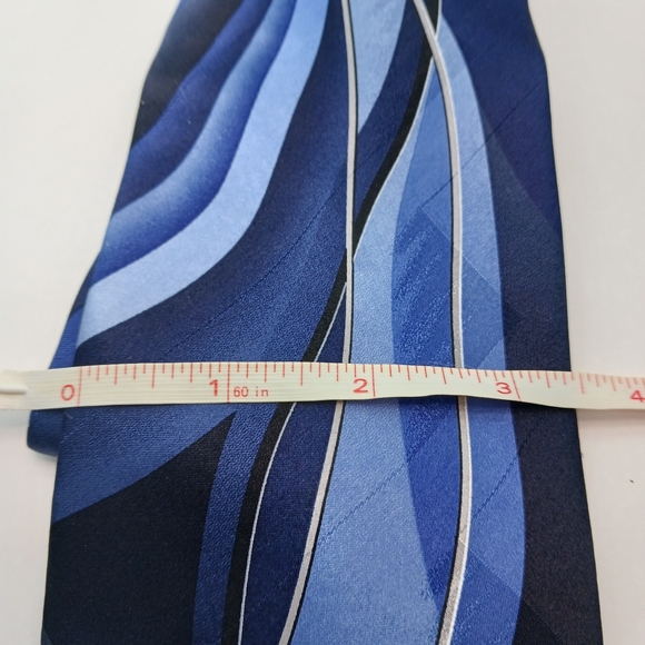 Vintage Puritan Silk Mens Tie & Pocket Square Blue Formal Business Suit 58" - Picture 4 of 5